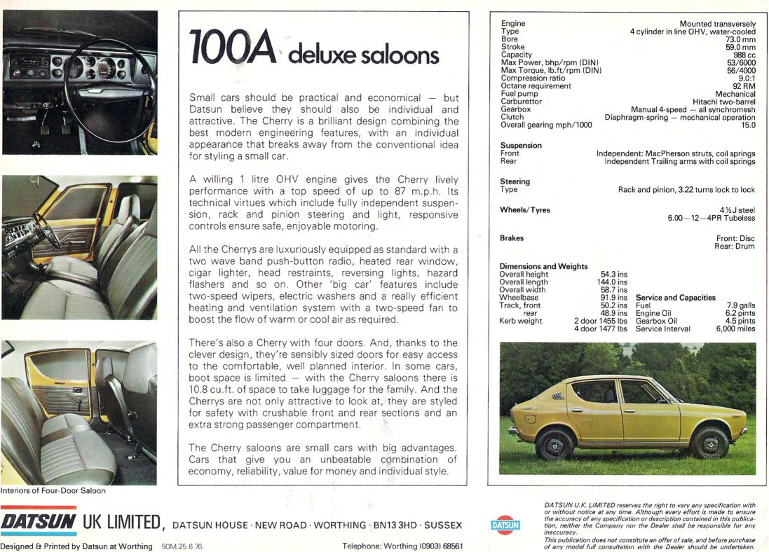 Datsun 100A brochure